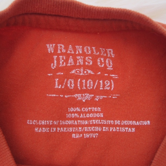 🔥4/$25🔥orange wrangler boys tshirt size L (10/12) - Picture 4 of 5